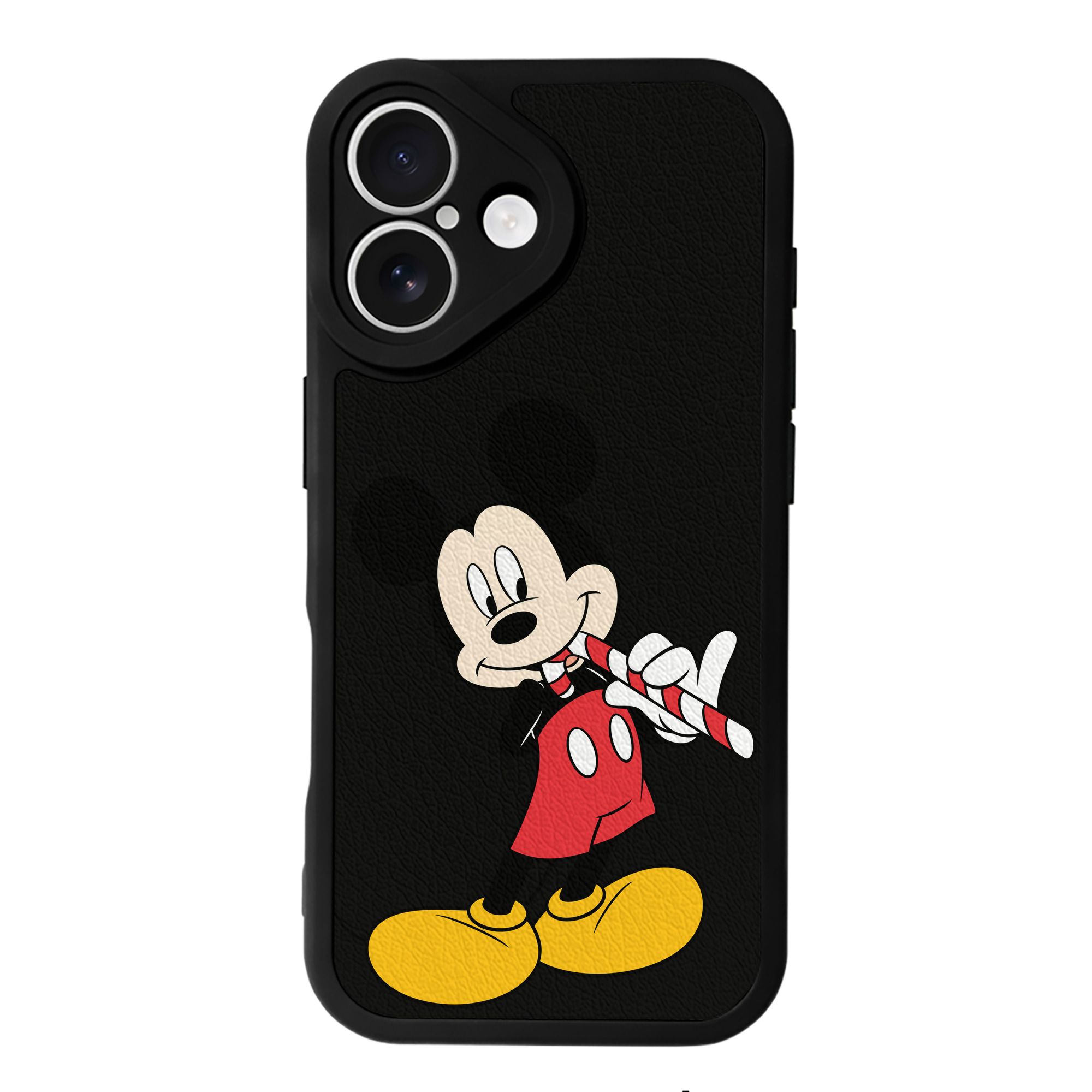 （画像用） ミッキーマウス Mickey Mouse 【iPhone 16シリーズ対応】シリコンスマホケース（レザー調） 材質：シリコン